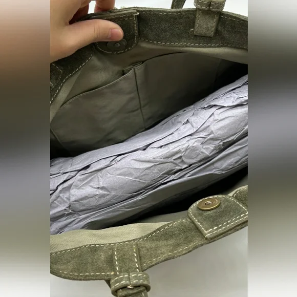 American Leather Co. Mercer Suede Woven Tote Olive Green - Picture 6 of 6